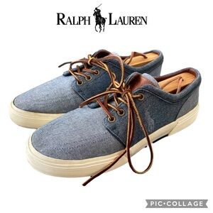 Polo Ralph Lauren Faxon Low Men Shoes Blue White Casual Sneakers 8D